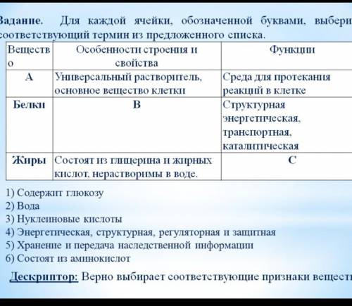 Для каждой ячейки, обозначенной буквами выберите соответствующий термин из предложенного списка ​