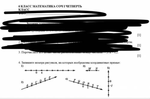 Запишите номера рисунков на которых изображены координатные прямые