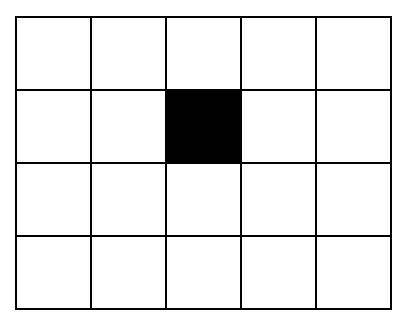 Из прямоугольника 4×5 вырезали одну клетку (см. рисунок). Сколько существует вырезать ещё одну клетк
