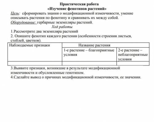 Изучение фенотипов растения