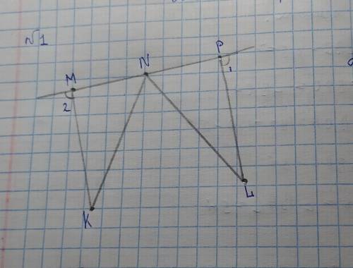 Дано:угол 1= угол 2 МК=РL N -середина МРNL =10смНайти -NK