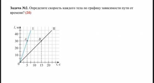 Определите скорость каждого тела по графику зависимости пути от времени? ФИЗИКА 7 КЛАСС ,