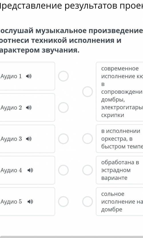 Послушай музыкальное произведение и соотнеси техникой исполнения и характером звучания. Аудио 1Аудио