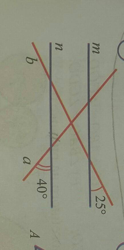 Найдите угол между прямыми а и b на рисунке если прямые m и n параллельны​
