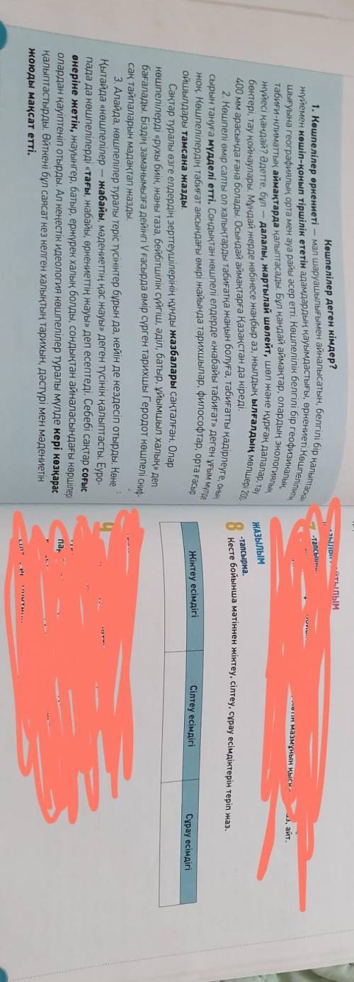 тапсырма.8Кесте бойынша мәтіннен жіктеу, сілтеу, сұрау есімдіктерін теріп жаз.Жіктеу есімдігі:Сілтеу