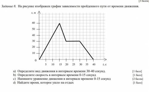 на рисунке изображён график зависимости пройденного пути от времени движения