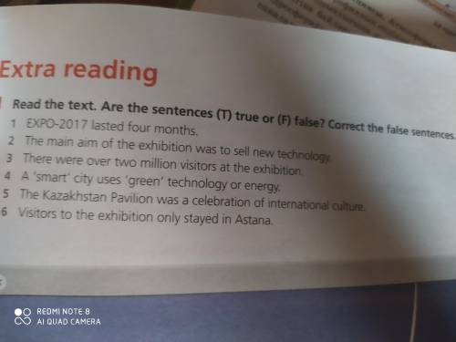 EXPO-2017 Read the text. Are the sentences (T) true (F) false? Correct the false sentences.