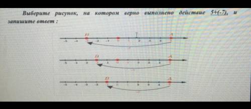 Выберите рисунок, на котором верно запишите ответ : выполнено действие 5+(-7), и запишите ответ