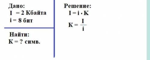 Сколько символов в тексте, информационный объем которого 2 Кбайта, а информационный вес одного симво