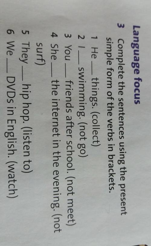 Ex3 Complete the sentences using the present simple form of the verbs in brackets.​