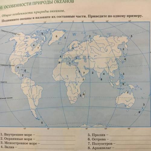 Подпишите океаны и назовите их составные части. Приведите по одному примеру. Серело Фут 20. ОСОБЕННО