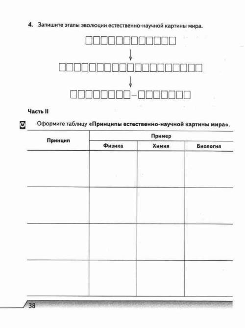 заполнить табличку по естествознанию