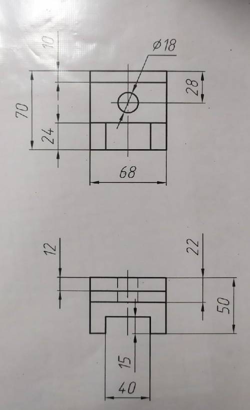 Построить 3 вид(вид слева)​