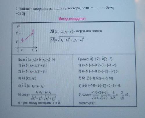 2.Найдите координаты и длину вектора, если = -; = -3i+6ј=2i-2j​