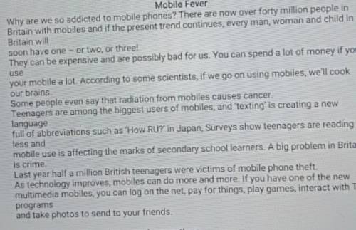 Example Is this text about addiction to mobile phones? A) No, it is notB)Yes, it isC]No informationD