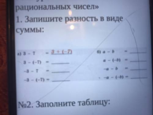 Запишите разность виде суммы 3 - 7 3 - 7 (-7) -3 - 7 - 3 - (-7)