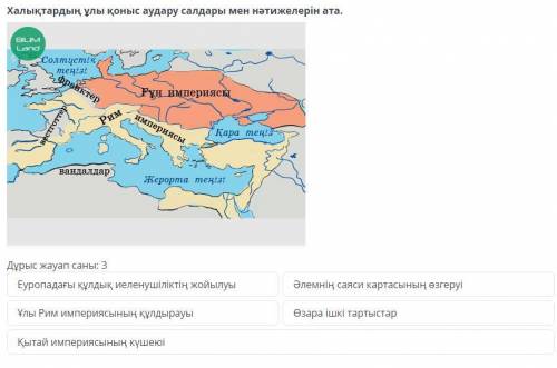 Халықтардың ұлы қоныс аудару салдары мен нәтижелерін ата.