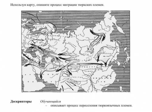 Используя карту, опишите процесс миграции тюркских племен.