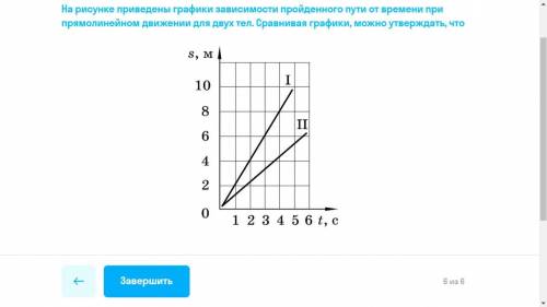 На рисунке приведены графики зависимости пройденного пути от времени при прямолинейном движении для