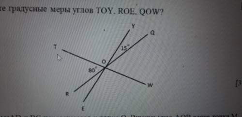 5.Найдите градусные меры углов TOY,ROE,QOW?