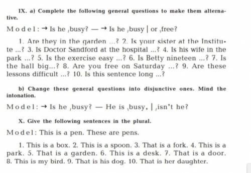 a) complete the following general questions to make them alterna- live. model: + busy? he busy | or