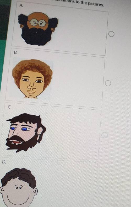 1. She's got short brown curly hair and big eyes.2. He wears glasses. He's got moustacheand beard.3.