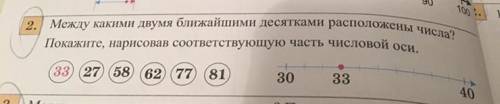 Между какими двумя ближайшими десятками расположены числа? Покажите, нарисовав соответствующую часть