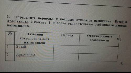 Определите периода которым относятся памятники Ботай и Арыстанды. Укажите 1 и более отлечительные ос