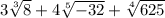 3\sqrt[3]{8} +4\sqrt[5]{-32} +\sqrt[4]{625}