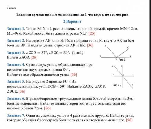 СОЧ по геометрии за 1 ч. 7 класс