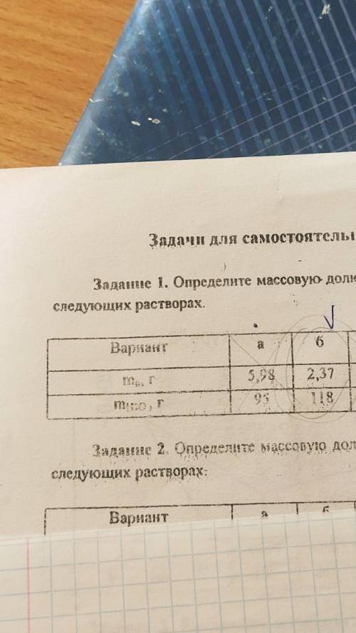 Задание 1. Определите массовую долю растворенного вещества. В в следующих растворах. Только в б​