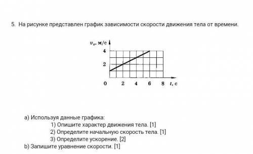 На рисунке представлен график зависимости скорости движения тела от времени. Используя данные график