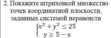 Покажите штриховкой множество точек координатной плоскости, заданных системой неравенств