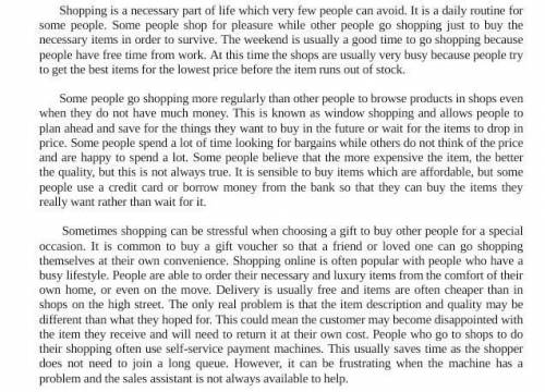 Mark the sentences as True or False, Doesn’t say 1) The weekday is usually a good time to go shoppin