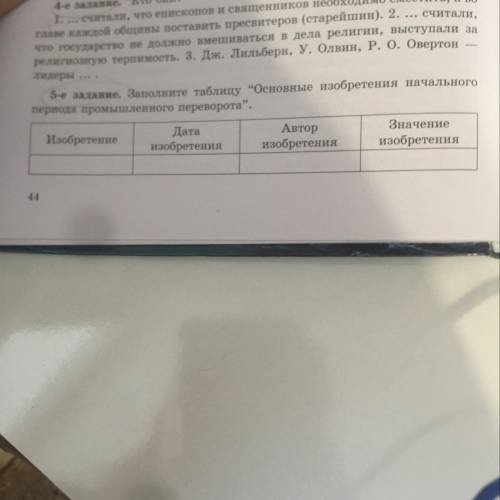 Заполните таблицу “Основные изобретения начального периода промышленного переворота”. ДЕЛАТЬ 5 задан