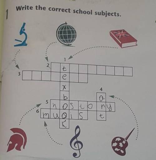 1аWrite the correct school subjects.14.123456​