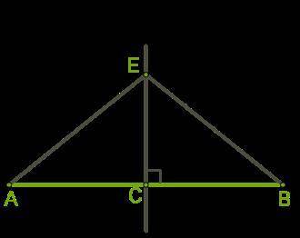 CE — серединный перпендикуляр отрезка AB. Определи сумму сторон треугольника BEC, если сумма сторон