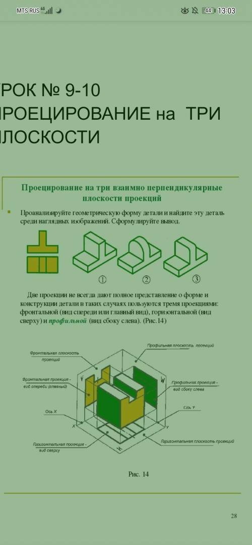 Проецирование на три взаимно перпендикулярные плоскости проекций Проанализируйте геометрическую форм