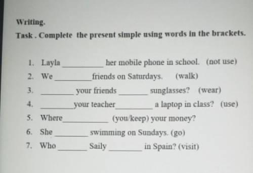 WritingTask. Complete the present simple using words in the brackets.​