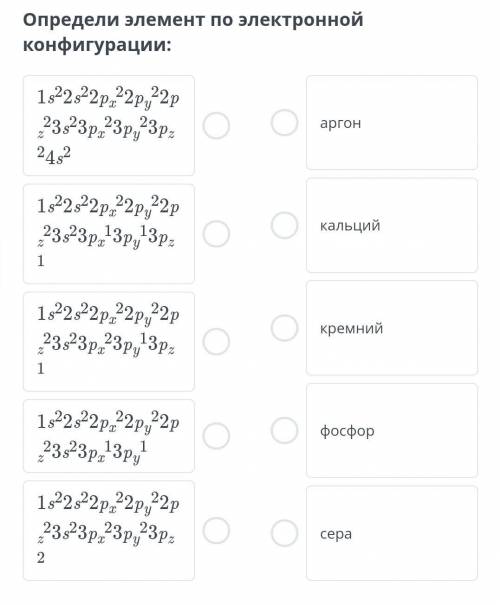 Определи элемент по электронной конфигурации: