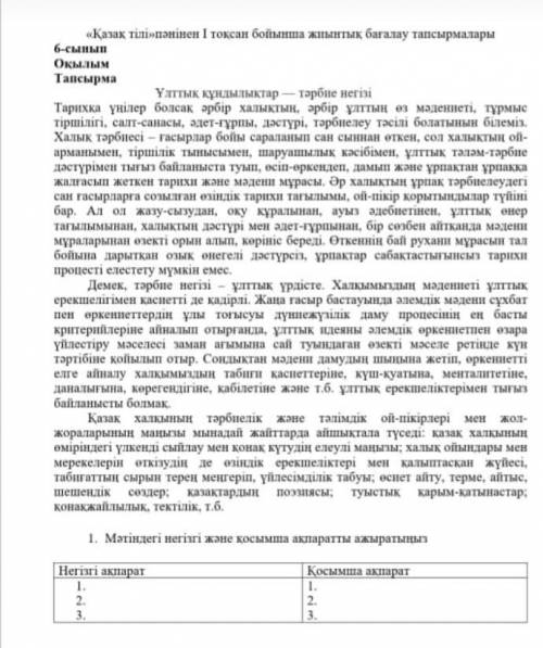 Негізгі және қосымша ақпаратты айырып жазу керек