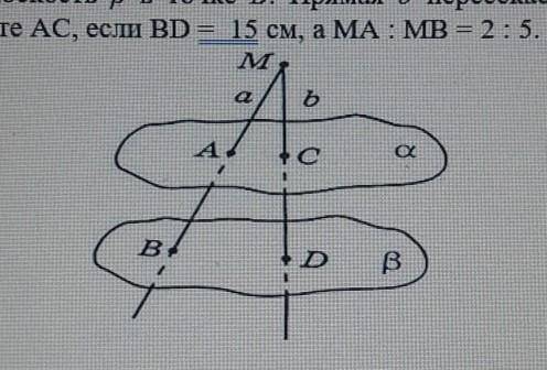 Прямые a и b пересекаются в точке M. Плоскости α и β параллельны. Прямая a пересекает плоскость α в