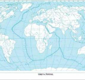 төменде кескін карта берілген. Литосфералық тақталардың біреуінің шекарасын кескін картаға түсіріңіз