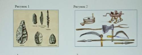 Рассмотрите иллюстрации и выполните задание: 1) определите назначение орудий труда2) опишите различи