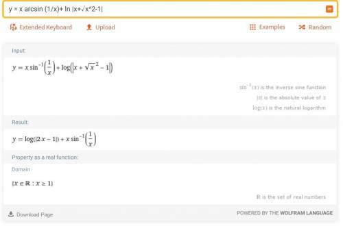 Кто может решать ? y = x arcsin (1/x)+ ln |x+√x^2-1|