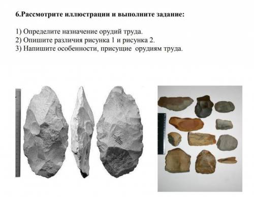 6.Рассмотрите иллюстрации и выполните задание: 1) Определите назначение орудий труда.2) Опишите разл