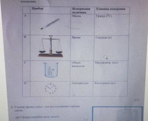 Выберите верный вариант соответствия прибора измеряемой величины и единицы измерения​