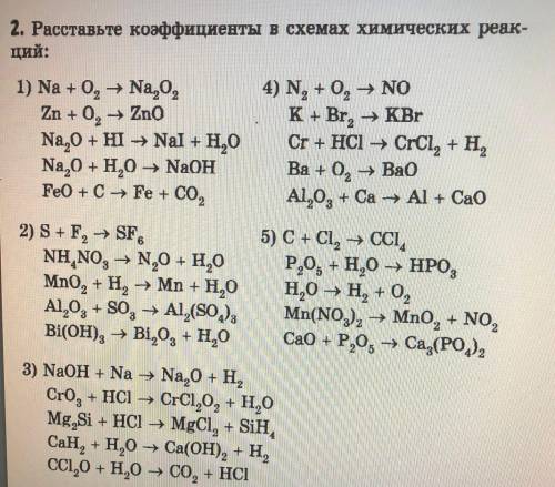 Расставьте коэффийциенты