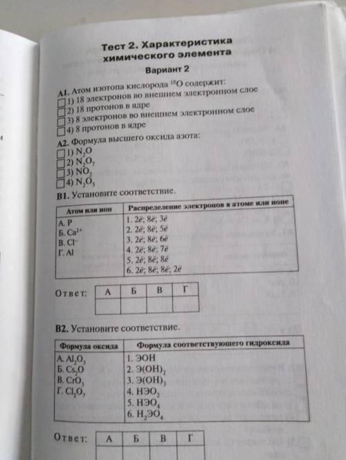 очень надо тест по химии