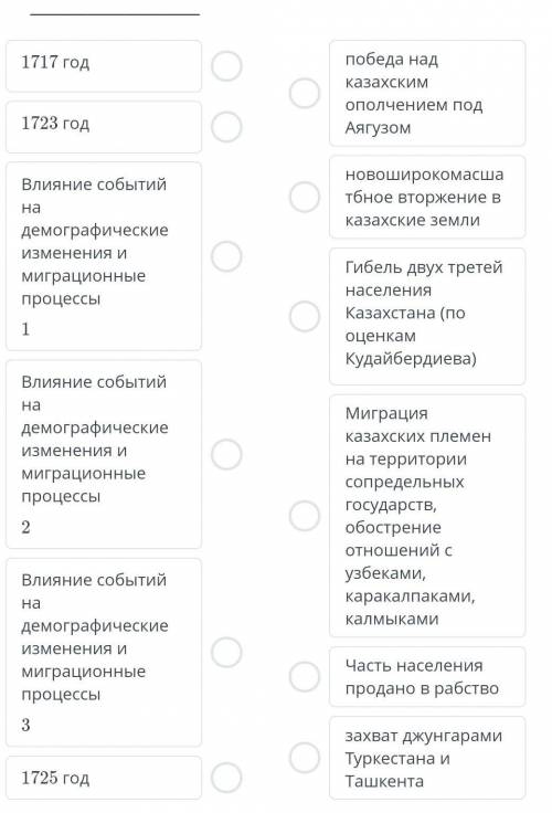 из предложенного списка дат выберите ТОЛЬКО ТЕ которые относятся к джунгарским завоеваниям казахских